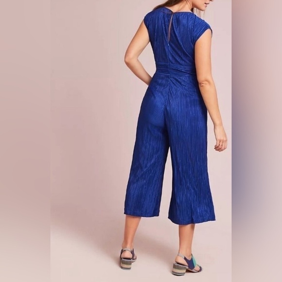 Anthro Maeve Pleated Sonata Jumpsuit Size 8 Blue - Picture 3 of 11
